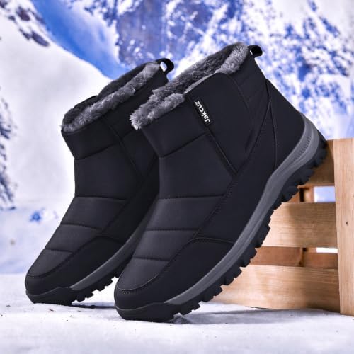 Jakcuz Plus Size Men's Water Resistant Winter Snow Boots with Warm Faux Fur