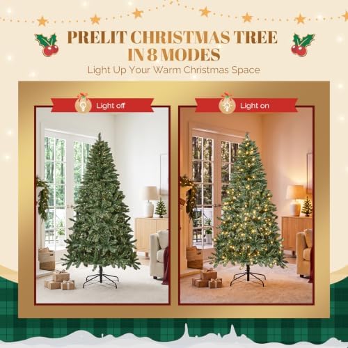 VINGLI 6FT Pre Lit Half Christmas Tree with 250 LED Lights