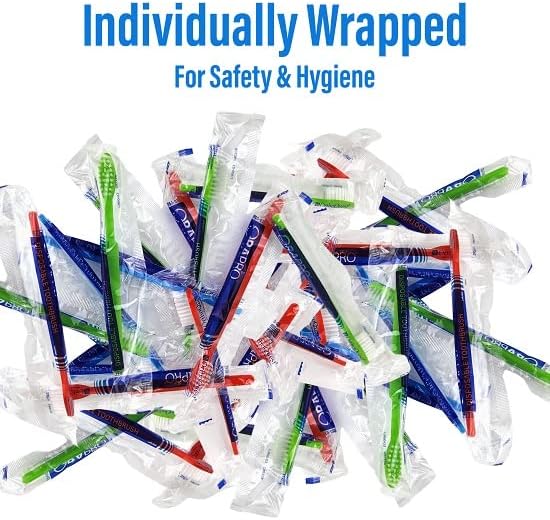 144 Disposable Toothbrushes Individually Wrapped, Bulk Disposable Toothbrushes Soft Bristles Perfect for Travel, Giveaways, Hotels, Airbnb, Dantel Office Supply