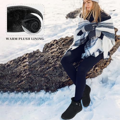 Alicegana Snow Boots for Women Winter: Warm Fur Lined Ankle Booties Comfortable Waterproof Slip On Lightweight Womens Boots