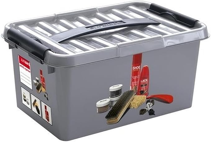 Sunware Q-Line Shoe Polish Box with Insert, Metallic Black, One Size