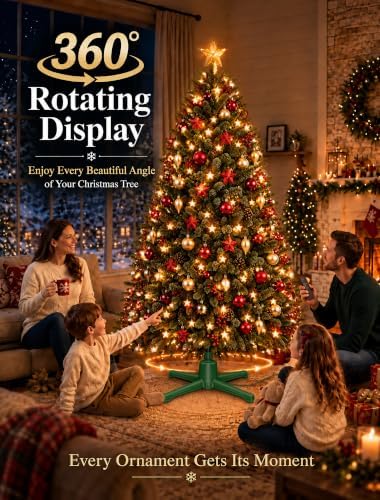COOLWUFAN Rotating Christmas Tree Stand for 9 ft Artificial Trees