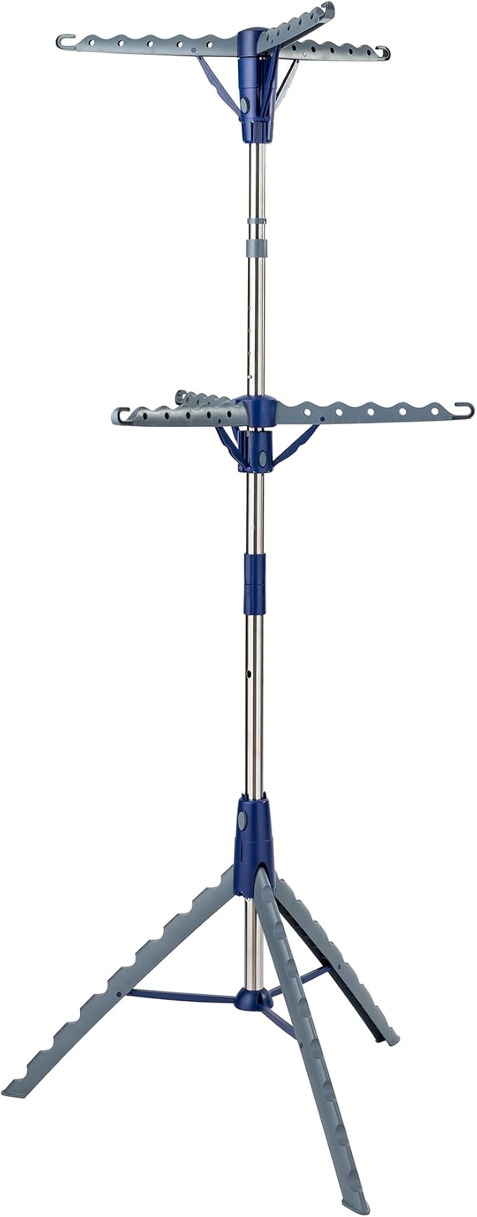 Honey-Can-Do 2-Tier Tripod Clothes Drying Rack, 73", Chrome Steel | 73" tall 2-tier tripod holds 30 garments and long dresses off the floor. Chrome steel resists rust; folds compact.