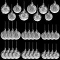 Uiifan 24 Pcs Clear Glass Christmas Ornaments Balls Bulk Blown Glass Christmas Tree Ornaments Assorted Size Iridescent Balls Xmas Tree Home Decorations (2.36 in,2.76 in,3.15 in)