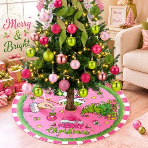Gejoy 32 Pcs Pink and Lime Green Christmas Tree Decoration Set