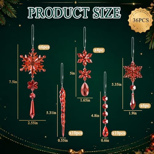 Crystal Christmas Ornaments for Tree Decorations, Winter Wonderland Party