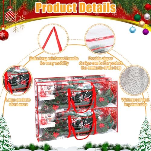 Sadnyy 2 Pcs Christmas Tree Storage Bag Waterproof Plastic Handles