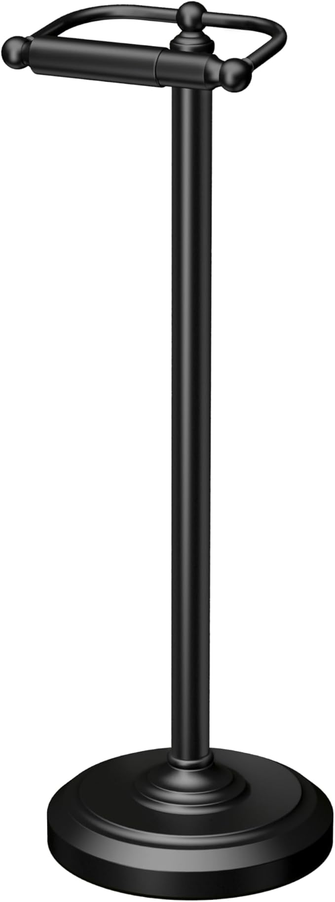 Gatco 1436MX Toilet Paper Holder Stand, Weighted Base, Matte Black, Freestanding Bathroom Floor Stand, 22 Inch
