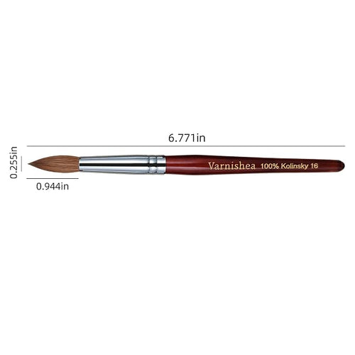 100% Pure Kolinsky Acrylic Nail Brush Solid Wood Handle Professional Manicure Brushes for Powder Nail Acrylic Application - Salon & DIY Nail Art Essentials - Size 16, 1.0 Count