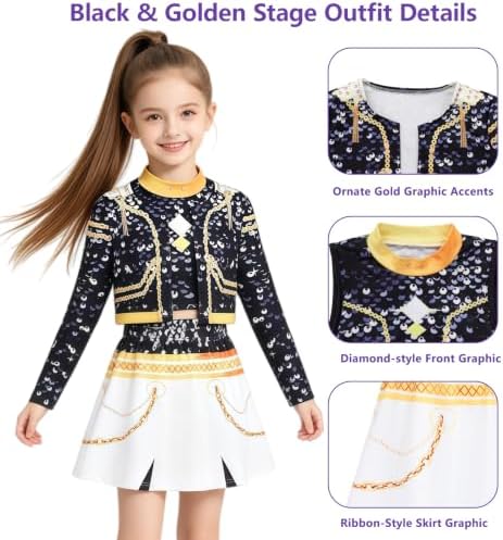 Golden Pop Performer Costume Kids Girls Halloween Costumes with Accessories