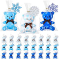 Poen 27 Pack Winter Party Favors Snowflake Mini Plush Bears with Cards Set Small Stuffed Animal Classroom Gifts for Holiday School Students Kids Exchange Prize Reward Gifts Toy