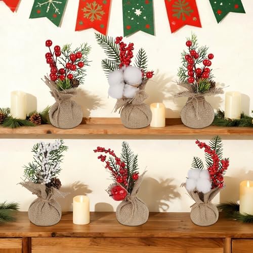 winemana 6 Pcs Mini Christmas Tree Table Decorations Office Holiday Decor