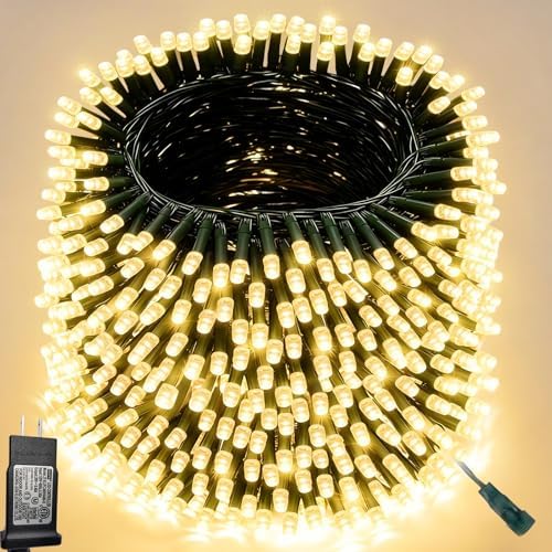 Pooqla 500 LED Warm White Christmas Lights Outdoor String Lights, 164 ft