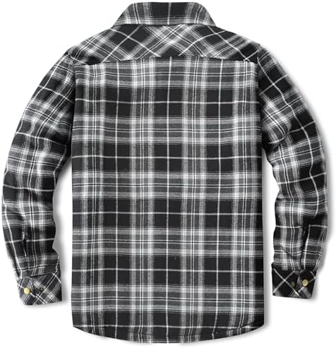Men's Sherpa Cotton Flannel Shirt Jacket Plaid Button Coat Pocket