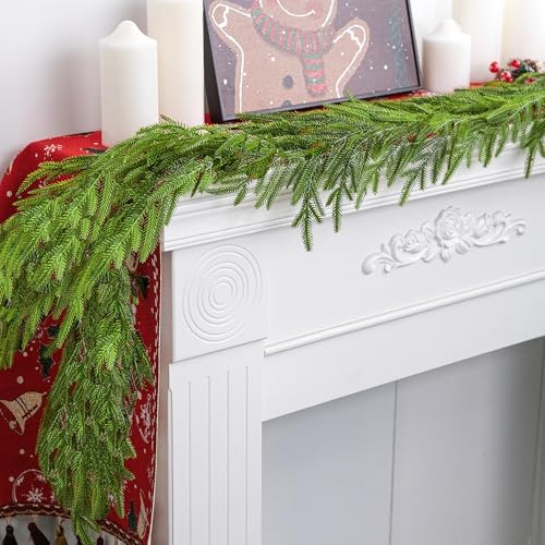 2 Pcs Christmas Norfolk Pine Garland, 6 Ft Dense Pine Garland Ornament