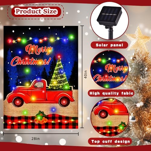Lighted Christmas Truck Garden Flag Outdoor Decor, 28x40 In