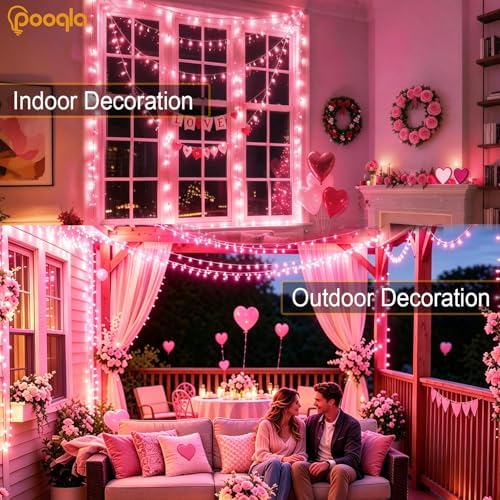 Pooqla 1000 LED Pink Christmas Lights Outdoor String Lights, 328 ft