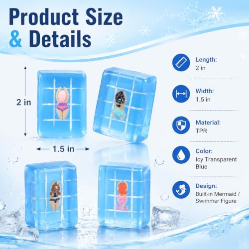 Meooeck 12 Pcs Pool Party Fidgets - Blue Putty with Swimmers Fidgets