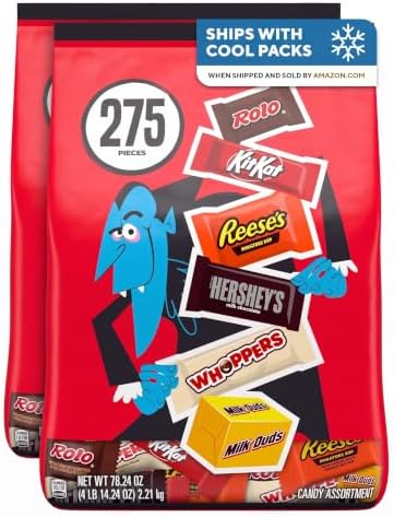 Hershey Miniatures Assorted Flavored, Halloween Candy Bulk Bag, 78.24 oz, 275 Pieces (Pack of 2)