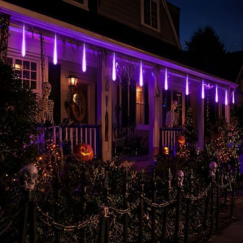 Aukora Halloween Lights Outdoor, Meteor Shower Lights Purple UL Certified