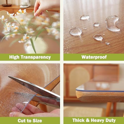 OstepDecor 42x42 in Frosted Table Protector 1.5mm Thick Plastic Table Cover