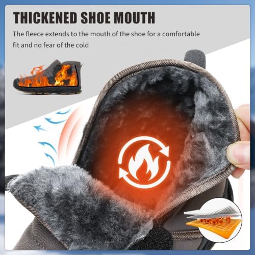 Mens Snow Boots Winter Velcro Water Resistant Fur Lined Slip On Ankle Boot
