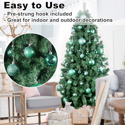 Teal 2.5" Christmas Balls Christmas Tree Decoration Ornaments Shatterproof Hanging Balls for Birthday Halloween Holiday Wedding Decorations Set of 10pcs