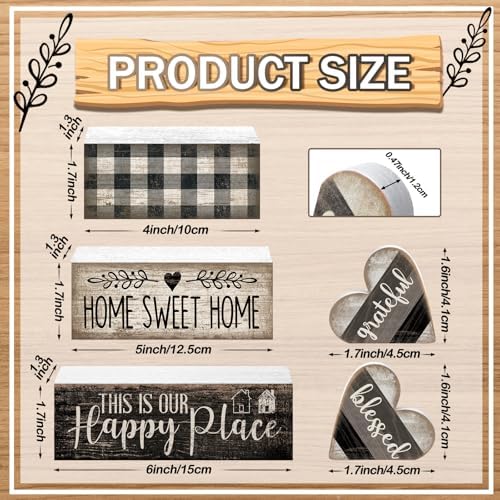 Moucuny 4 Pcs Farmhouse Table Decoration Home Sweet Home Wooden Block Signs
