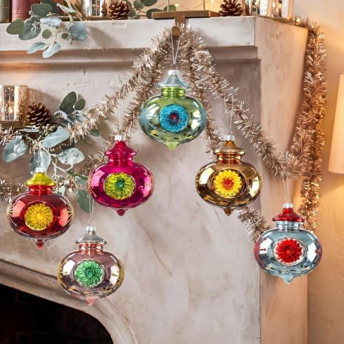 Junkin 12 Pcs Vintage Glass Christmas Ornaments,Hanging Decor, Elegant