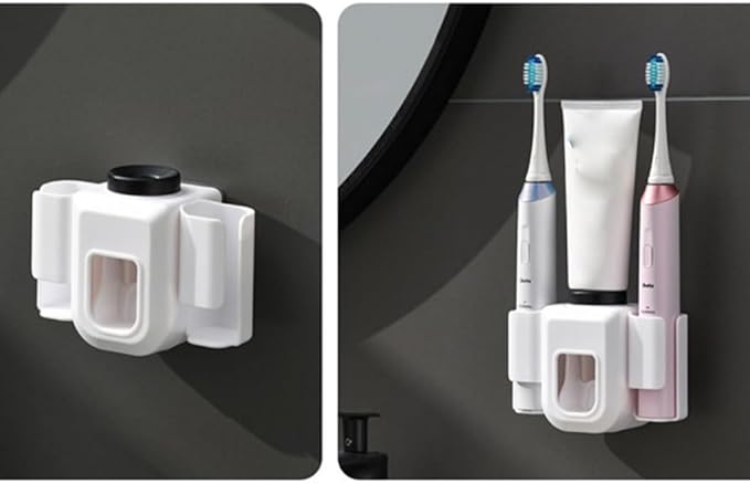 Toothbrush Rack Toothbrush Rack Squeeze Toothpaste Device Integrated Household Bathroom Toilet No Punching Wall Hanging Storage Rack Bathroom Toothbrush Holder(C), Small