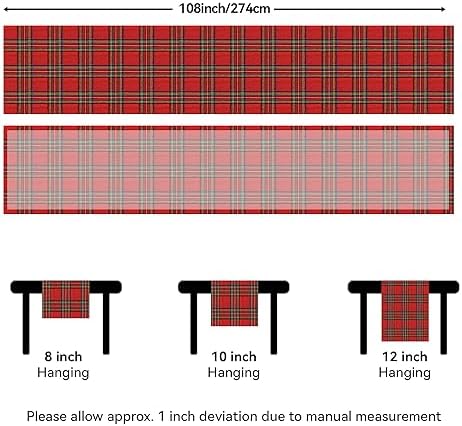 Softalker Christmas Checkered Tartan Table Runner, Red, 13 x 108 Inch