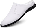 Men'S Leather Slippers Without Heel Straps Soft And Breathable Comfortable Hand-Sewn Casual Round-Toe Shoes Anti-Slip Sole Suitable For Daily Use Outdoor Activities Home Use Shopping