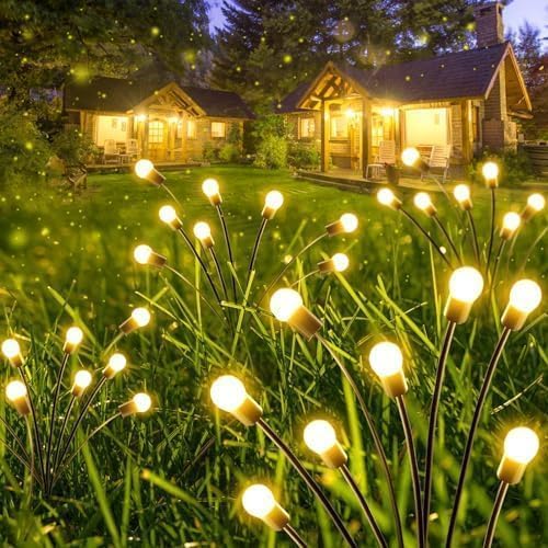 6 Pack Solar Garden Lights Outdoor Waterproof Firefly Lights Warm White