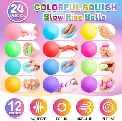 VISCOO 24 Pack Stress Balls for Kids Adults,Slow Rising Stress Ball