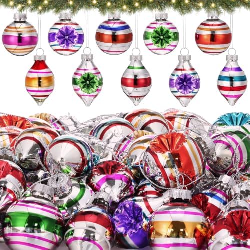 40 Pcs Vintage Christmas Mini Glass Ornaments Bulk Reflector