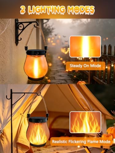 1 Pack Gen2 Solar Lanterns Outdoor Waterproof Halloween Solar Flame Lights