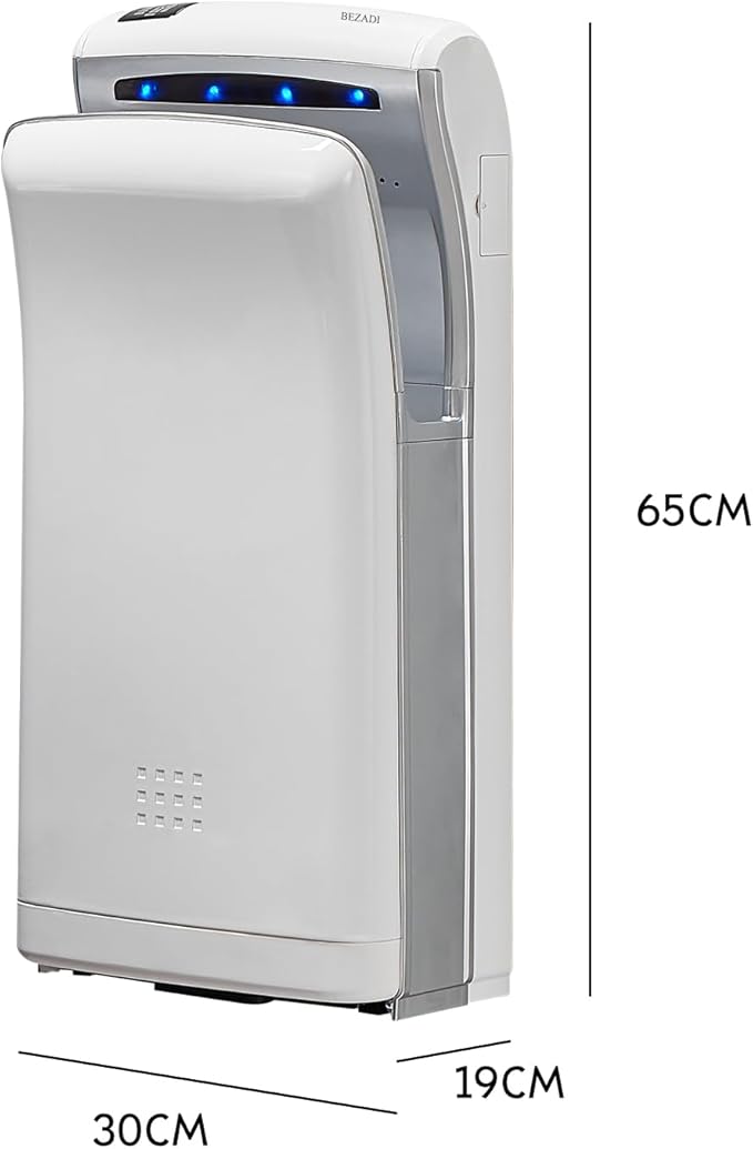 Commercial Vertical Hand Dryer HEPA Filtered 1800W Dual Blade Air Wall Mounted Hand Dryers for Bathrooms Automatic High-Speed White
