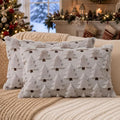 Allorry Christmas Pillow Covers 12x20 inch Set of 2 Grey Christmas Decorations Soft Plush Faux Fur Wool Christmas Tree Throw Pillow Cases Winter Holiday Decor for Sofa Living Room PT002I12