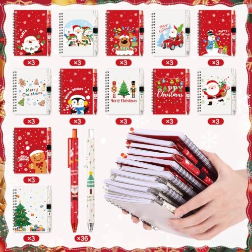 Gueevin 72 Pcs/36 Set Inspirational Notebook Pen Gifts Bulk, Cartoon