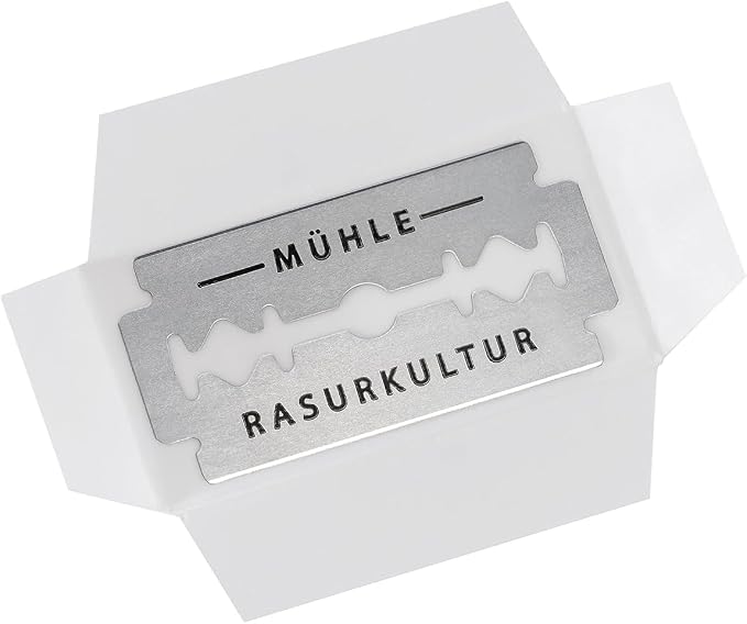 MÜHLE R 89 Shaving Set 5 Pieces - Safety Razor with Closed Comb Chrome-Plated Metal Blade, Cream, Cloth - Silver