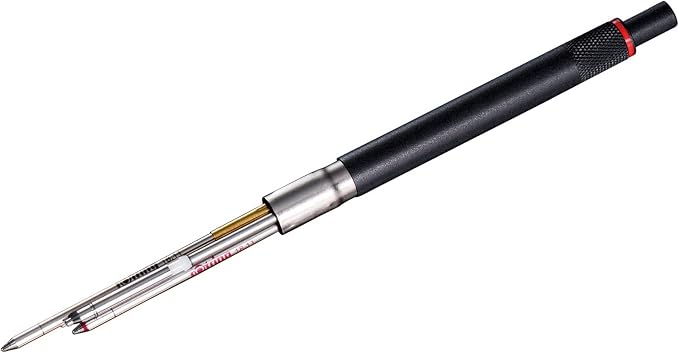 rOtring 600 3-in-1 Multicolor Pen and Mechanical Pencil, Switches Between 2 Ballpoint Pen Fine Point Tips (Black and Red Ink) and 1 Mechanical Pencil Tip (0.5mm Lead), Silver Barrel