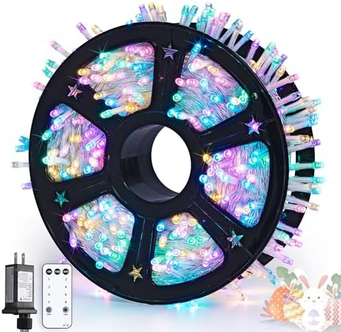 JMEXSUSS 168ft 600 LED Easter Lights Outdoor Indoor Clear Wire
