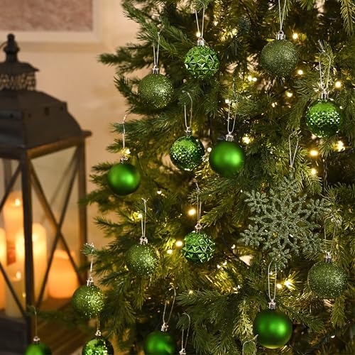 Valery Madelyn Christmas Tree Decorations Ornament Set, 50ct 2.36 Inches Green Shatterproof Christmas Ball Ornaments Hanging Xmas Holiday Party Decor