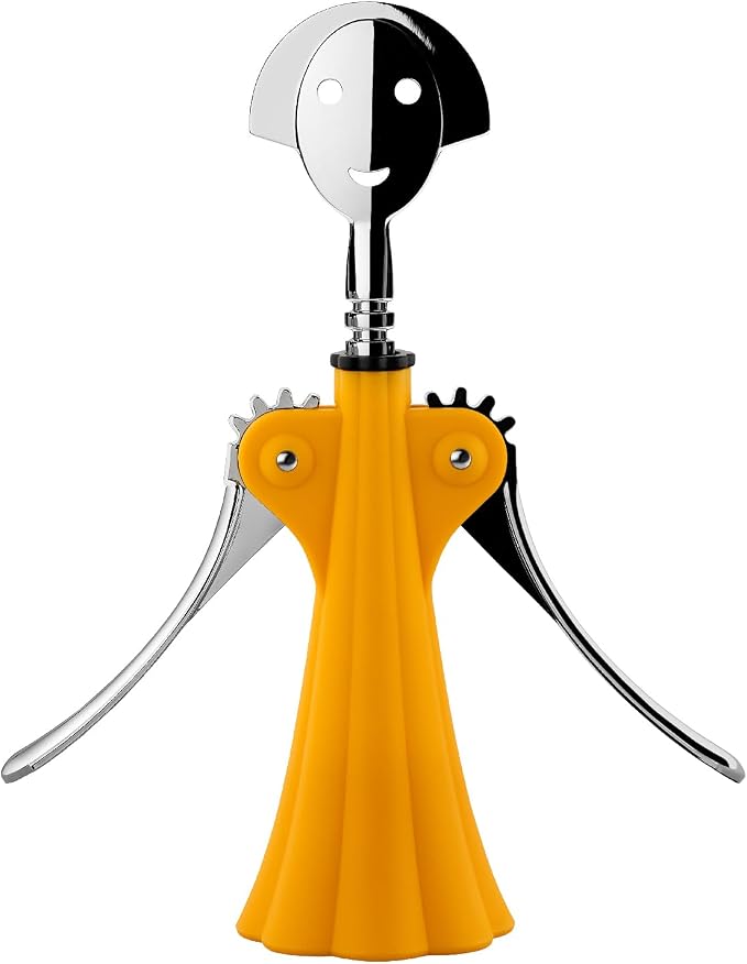 Alessi Anna G. AM01 DY - Design Corkscrew, in Thermoplastic Resin and Chrome-Plated Zamak, Yellow