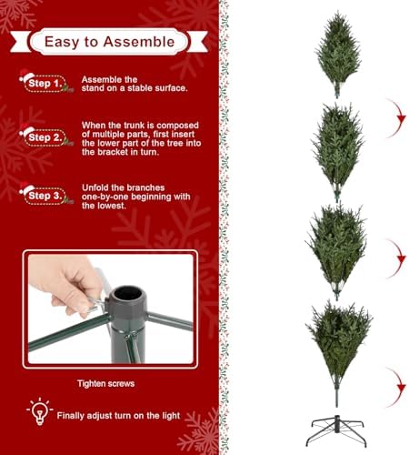 Glitzhome 11ft Pre-lit Artificial Christmas Tree, Majestic Evergreen Fir Green Full Xmas Tree with 3200 Warm White/Multi-Color Chasing and Twinkling Lights, 9 Function w/Foot Pedal and Remote Control