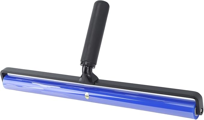 GOWENIC Static Dust Removal Roller, Sticky Blue Silicone Soft Cleaner Roller with Black Handle for Lint Pet Hair Lint Reusable Carpet Fabric (45.7cm / 18in)