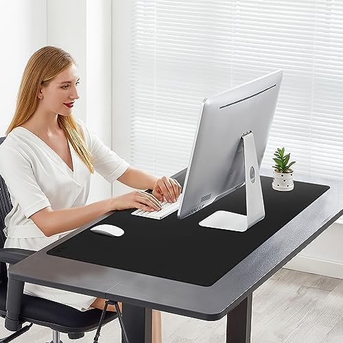 Cacoy 36"x20" XXL Leather Desk Mat Black, Waterproof Desk Blotter Protector