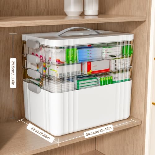 ARSTPEOE 4-Tier Medicine Organizer - Portable Medicine Cabinet with Handle