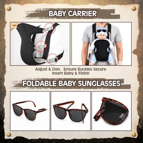 8PCS Halloween Baby Carrier Costume for Men Adult Funny Dad Wig Beard Set