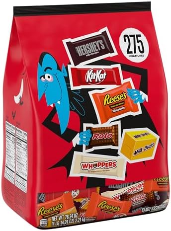 Hershey Miniatures Assorted Flavored, Halloween Candy Bulk Bag, 78.24 oz, 275 Pieces (Pack of 2)